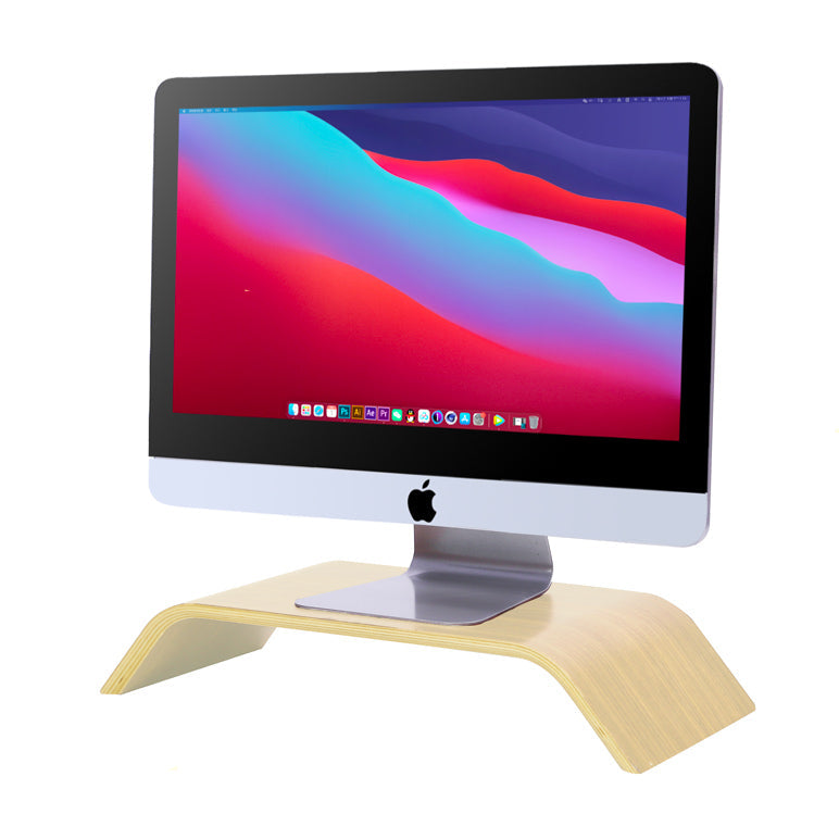 Tablette support d'écran coloris bois clair