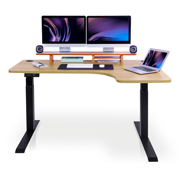 bureau assis debout CORNER noir chene doré