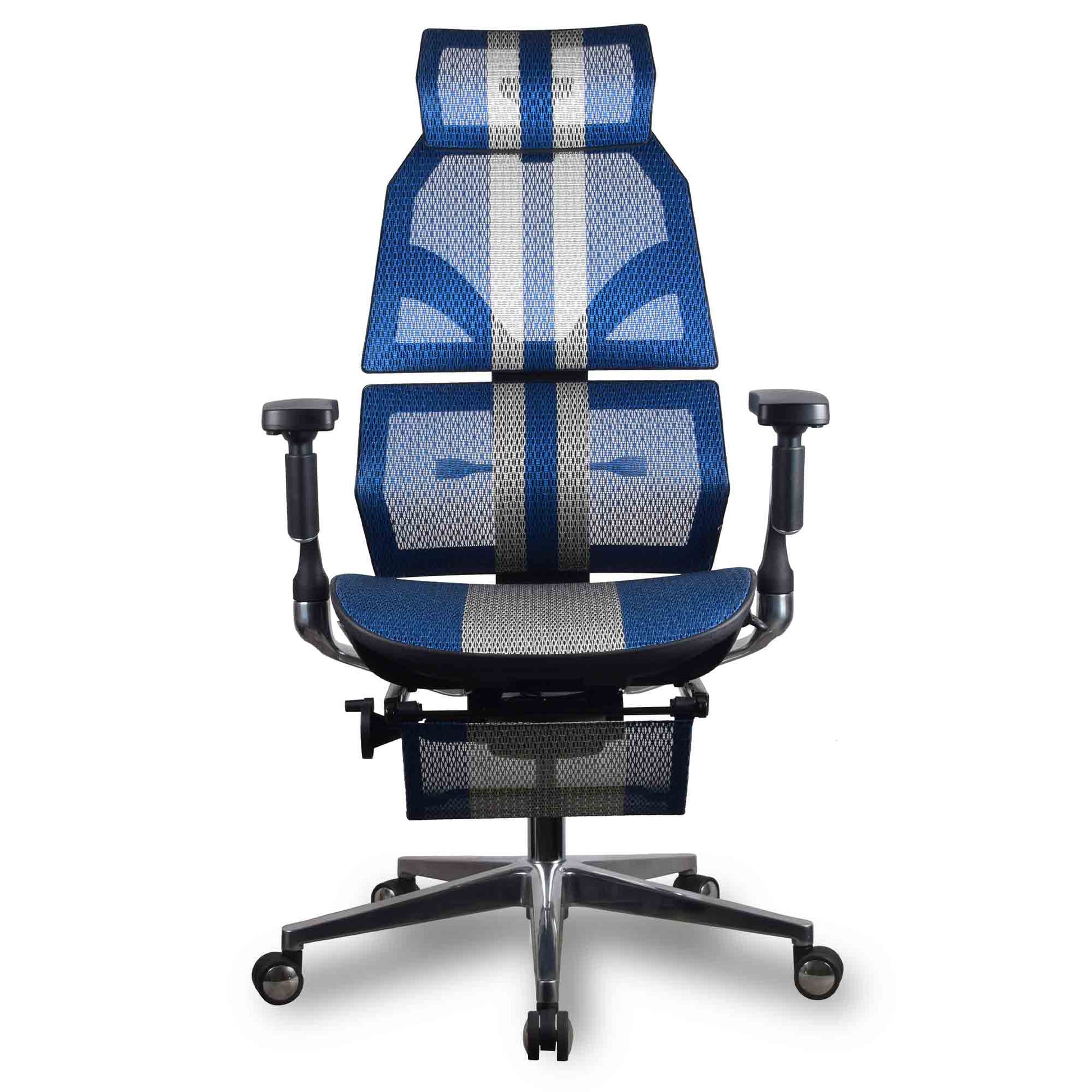 chaise ergonomique gamer kqueo AURA PREMIUM coloris bleu et blanc
