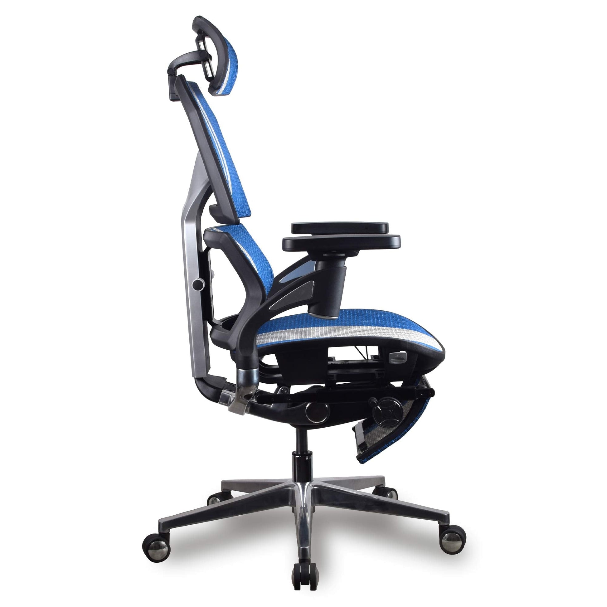 chaise ergonomique gamer kqueo AURA PREMIUM coloris bleu et blanc