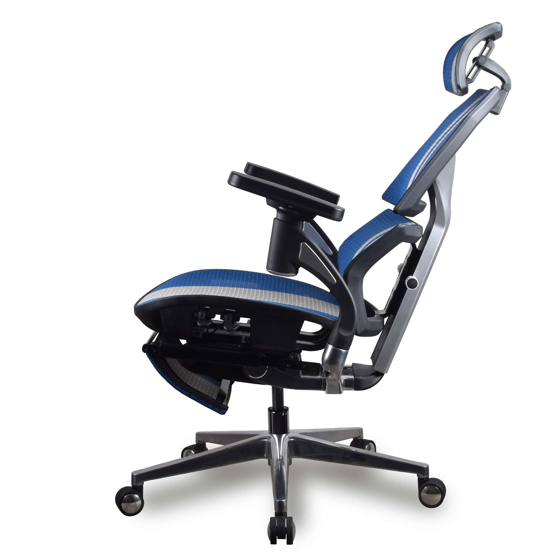 chaise ergonomique gamer kqueo AURA PREMIUM coloris bleu et blanc