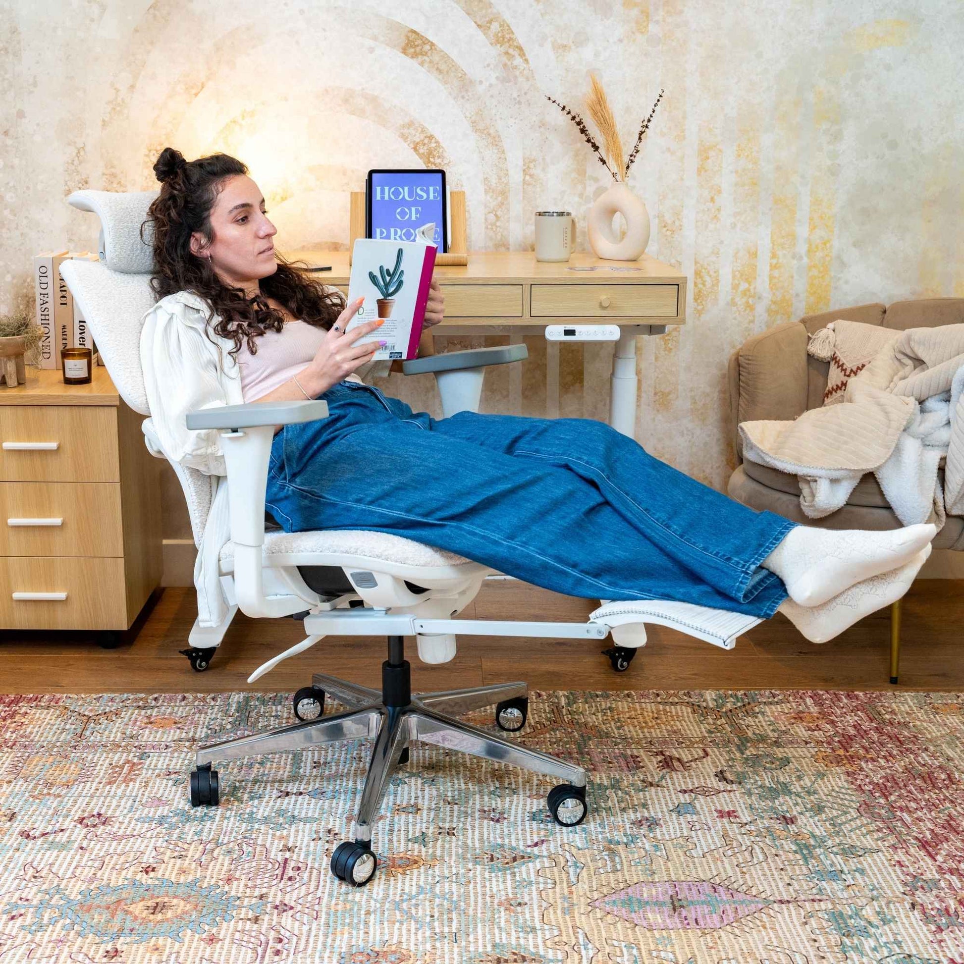 chaise ergonomique de bureau TERRANA bouclette blanche