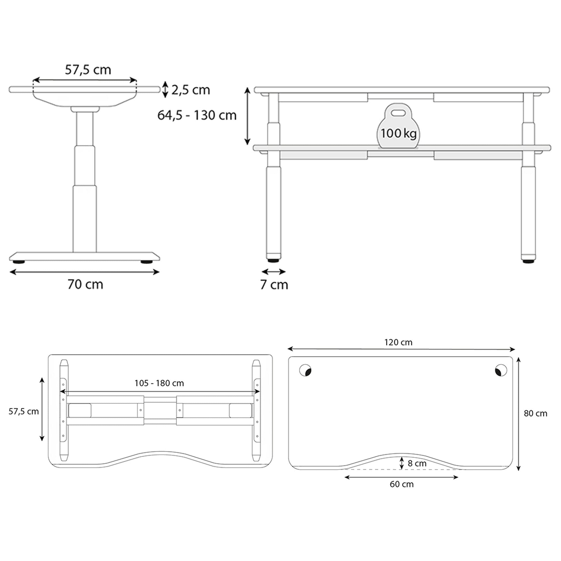 plan bureau assis debout DYNAMIC CIRCLE SMOOTH 120