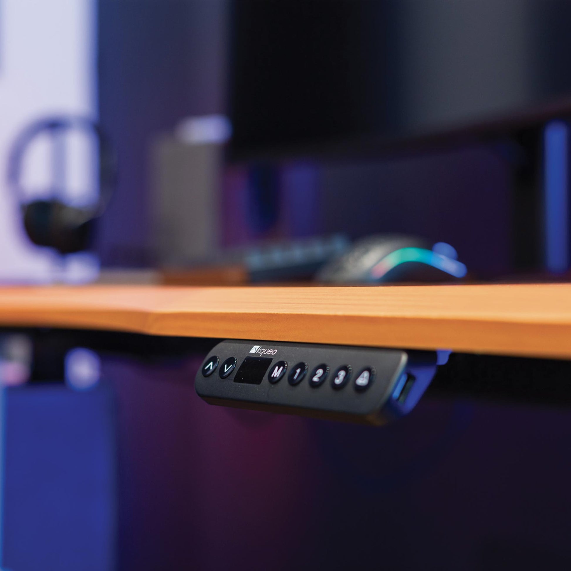 panneau de contrôle bureau assis debout CIRCLE SMOOTH noir coloris chene_ambiance