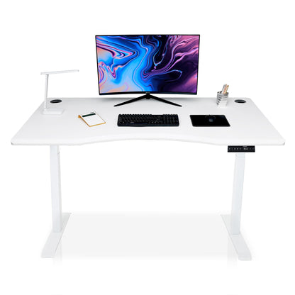 bureau assis debout DYNAMIC SMOOTH 120cm pieds blanc / plateau blanc